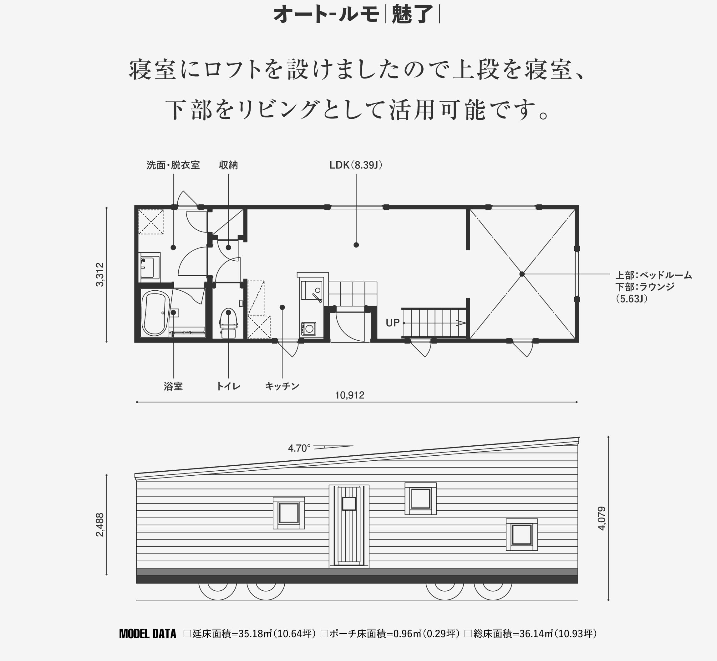 ログハウスのビックボックス,トレーラーハウス,魅力あるログスタイル,オートルモ