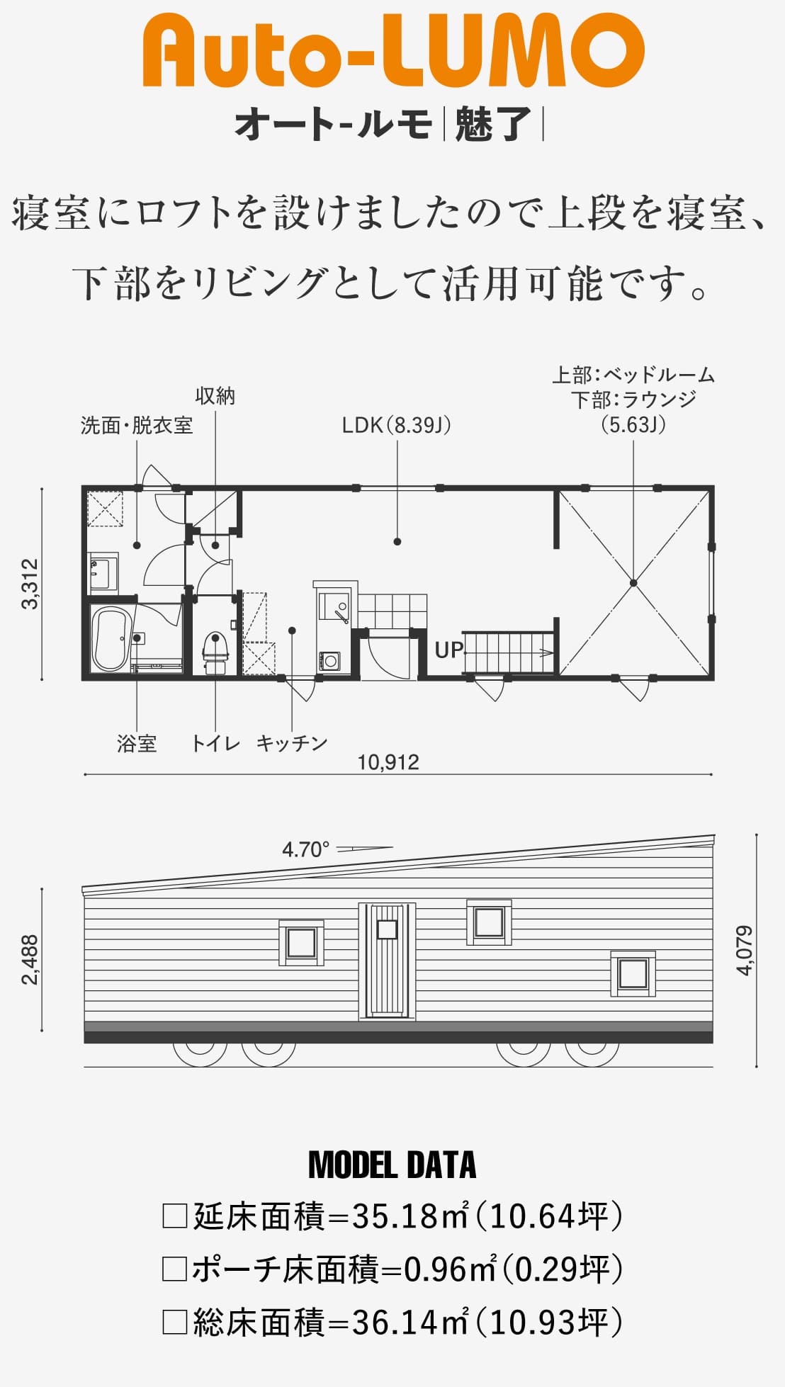 ログハウスのビックボックス,トレーラーハウス,魅力あるログスタイル,オートルモ