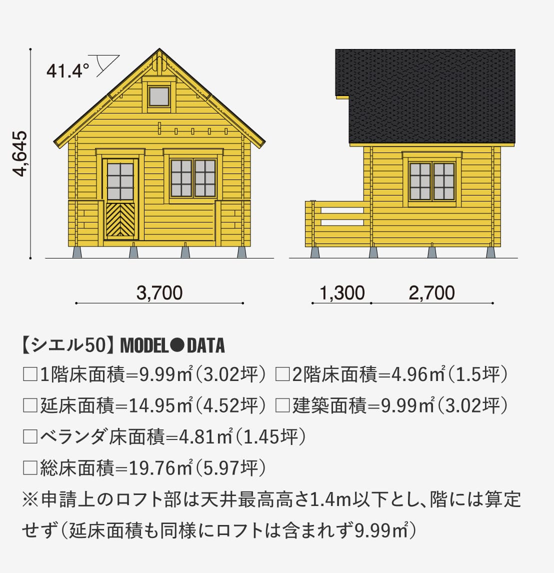 ロフト付きミニログハウス,シエル