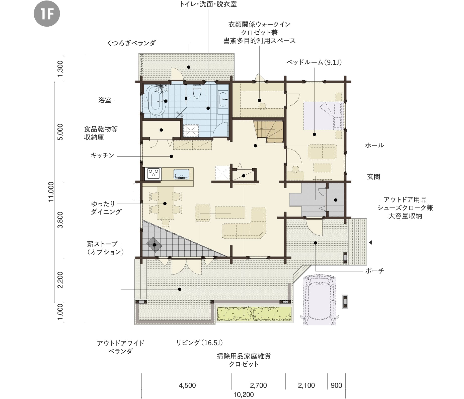 ALKUの１階平面図