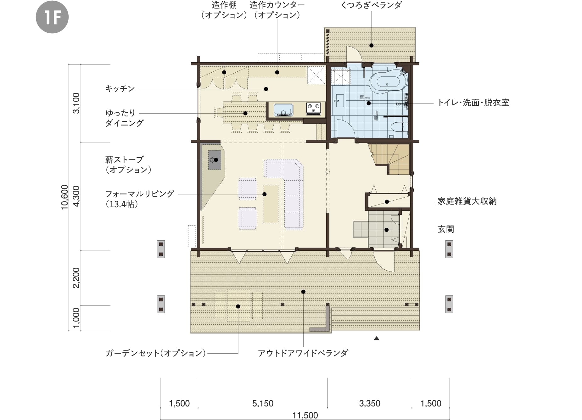 PERHEの１階平面図